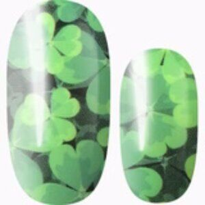 3 for 15 - LILY & FOX - BED OF CLOVERS Nail Stickers Wrap Strips Green Black
